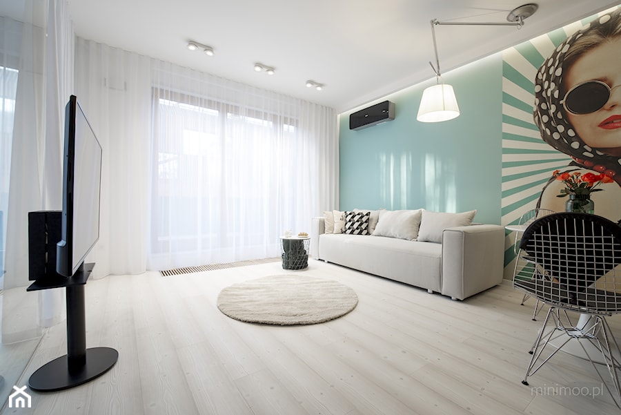 Apartament w Browarze Lubicz w Krakowie - Salon, styl minimalistyczny - zdjęcie od MINIMOO Architektura Wnętrz