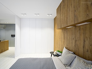 Apartament w Browarze Lubicz w Krakowie - Średnia biała sypialnia, styl minimalistyczny - zdjęcie od MINIMOO Architektura Wnętrz