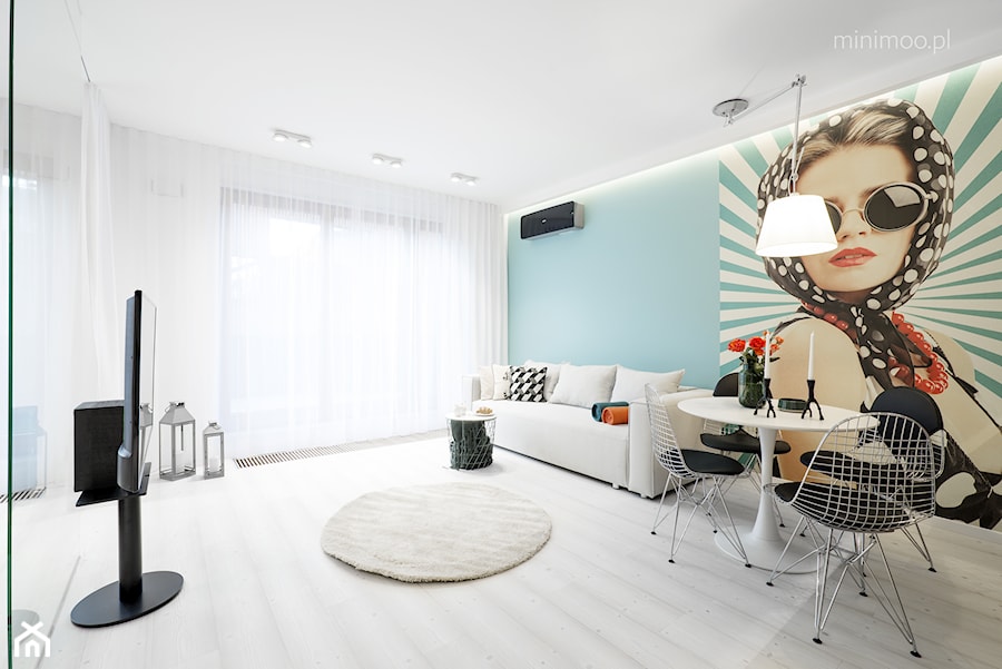 Apartament w Browarze Lubicz w Krakowie - Salon, styl minimalistyczny - zdjęcie od MINIMOO Architektura Wnętrz