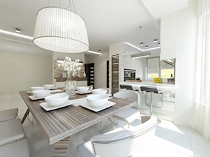 projekt domu pod Warszawą - Duża beżowa jadalnia w kuchni, styl nowoczesny - zdjęcie od MooNooDesign