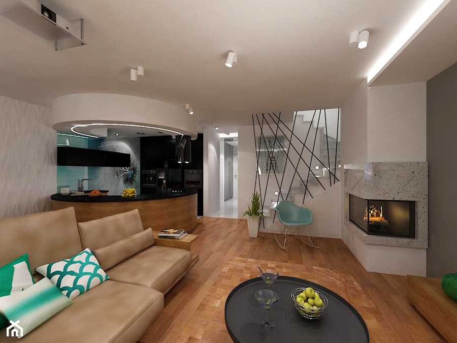 projekt domu jednorodzinnego - Salon, styl nowoczesny - zdjęcie od MooNooDesign