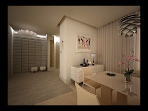projekt domu w Konstancinie - Średni szary salon z jadalnią, styl glamour - zdjęcie od MooNooDesign