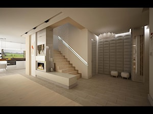 projekt domu w Konstancinie - Średni biały salon z jadalnią, styl glamour - zdjęcie od MooNooDesign