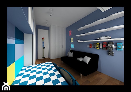 Pokój dziecięcy dla chłopca - Duży niebieski pokój dziecka dla nastolatka dla chłopca dla dziewczynki, styl nowoczesny - zdjęcie od MooNooDesign