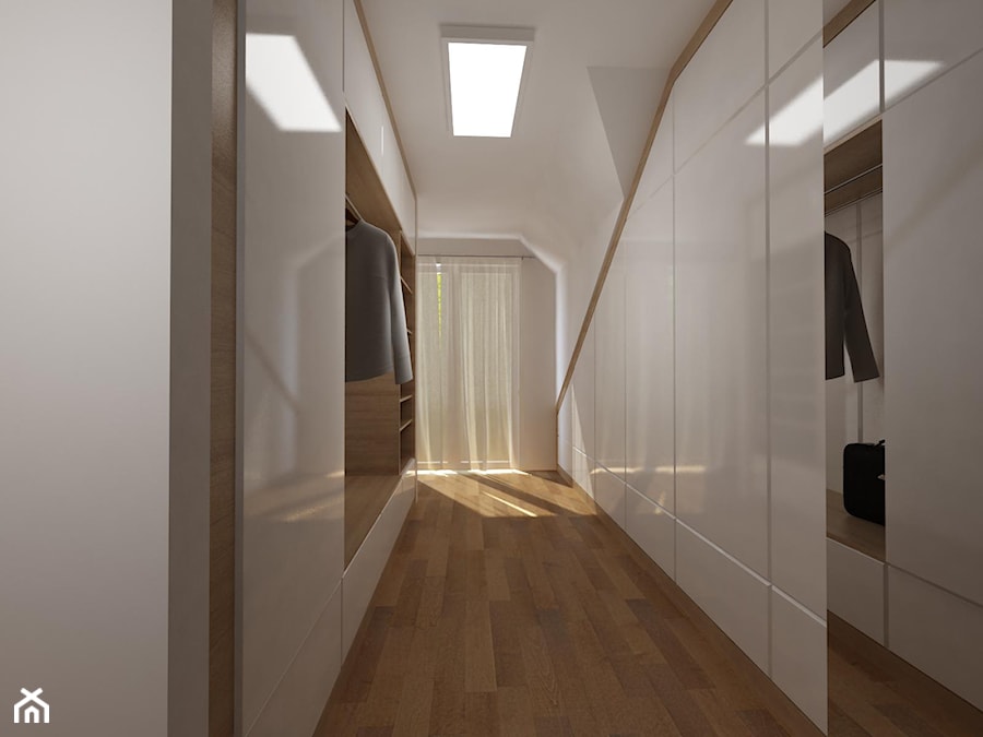 projekt domu jednorodzinnego - Średnia otwarta garderoba na poddaszu z oknem, styl nowoczesny - zdjęcie od MooNooDesign