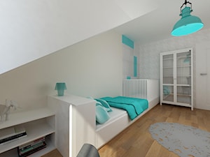 projekt domu jednorodzinnego - Duży biały szary pokój dziecka dla dziecka dla nastolatka dla chłopca dla dziewczynki, styl skandynawski - zdjęcie od MooNooDesign