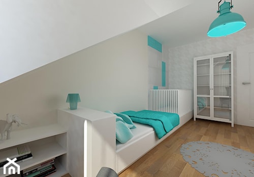 projekt domu jednorodzinnego - Duży biały szary pokój dziecka dla dziecka dla nastolatka dla chłopca dla dziewczynki, styl skandynawski - zdjęcie od MooNooDesign