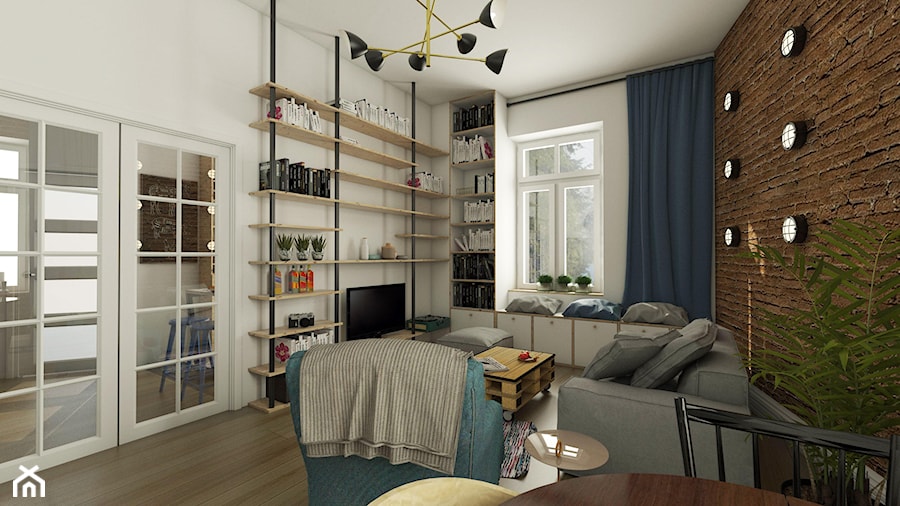 Mieszkanie w kamienicy - Mały biały salon z jadalnią, styl vintage - zdjęcie od EMC&partners