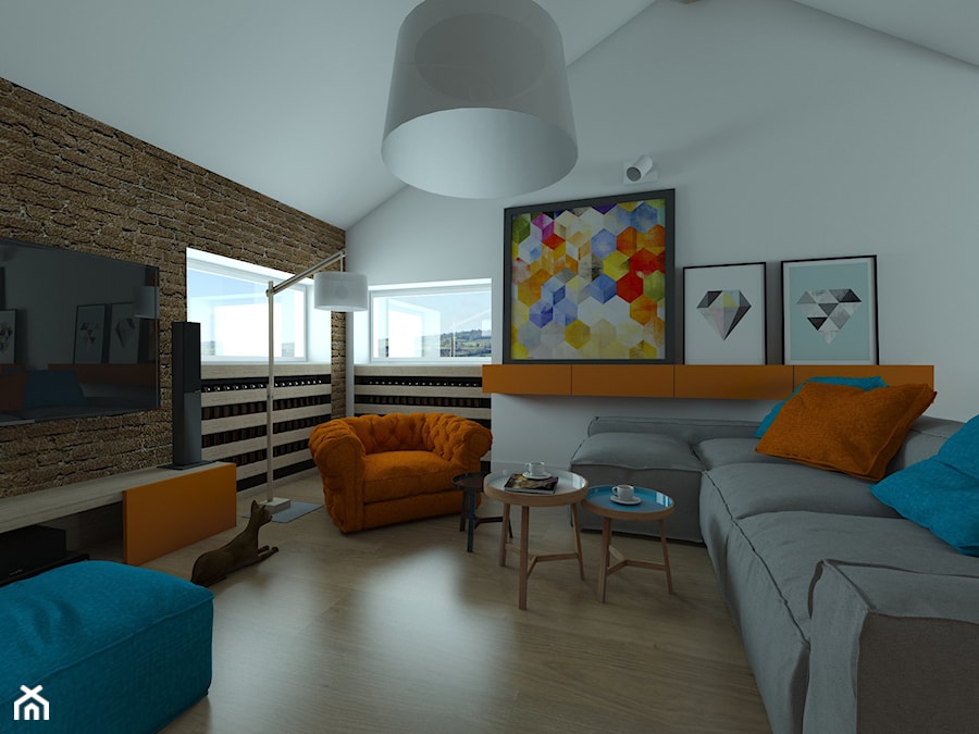 Kolorowe mieszkanie w skandynawskim stylu - Salon, styl skandynawski - zdjęcie od EMC&partners