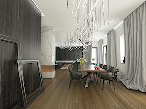 Duża szara jadalnia jako osobne pomieszczenie, styl nowoczesny - zdjęcie od EMC&partners