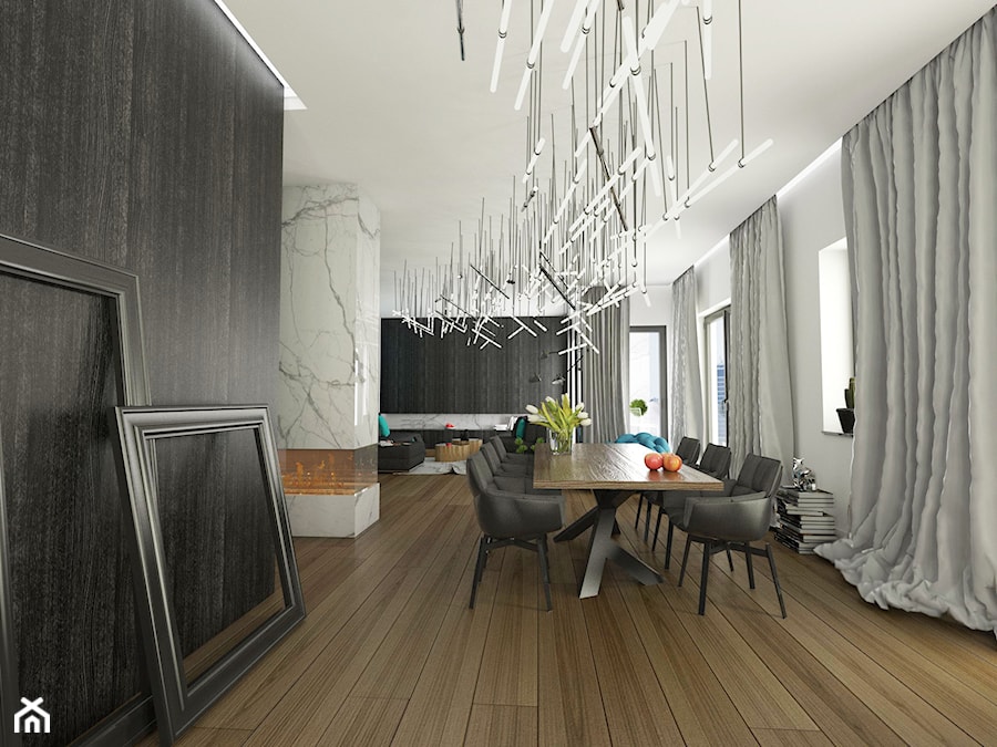 Duża szara jadalnia jako osobne pomieszczenie, styl nowoczesny - zdjęcie od EMC&partners
