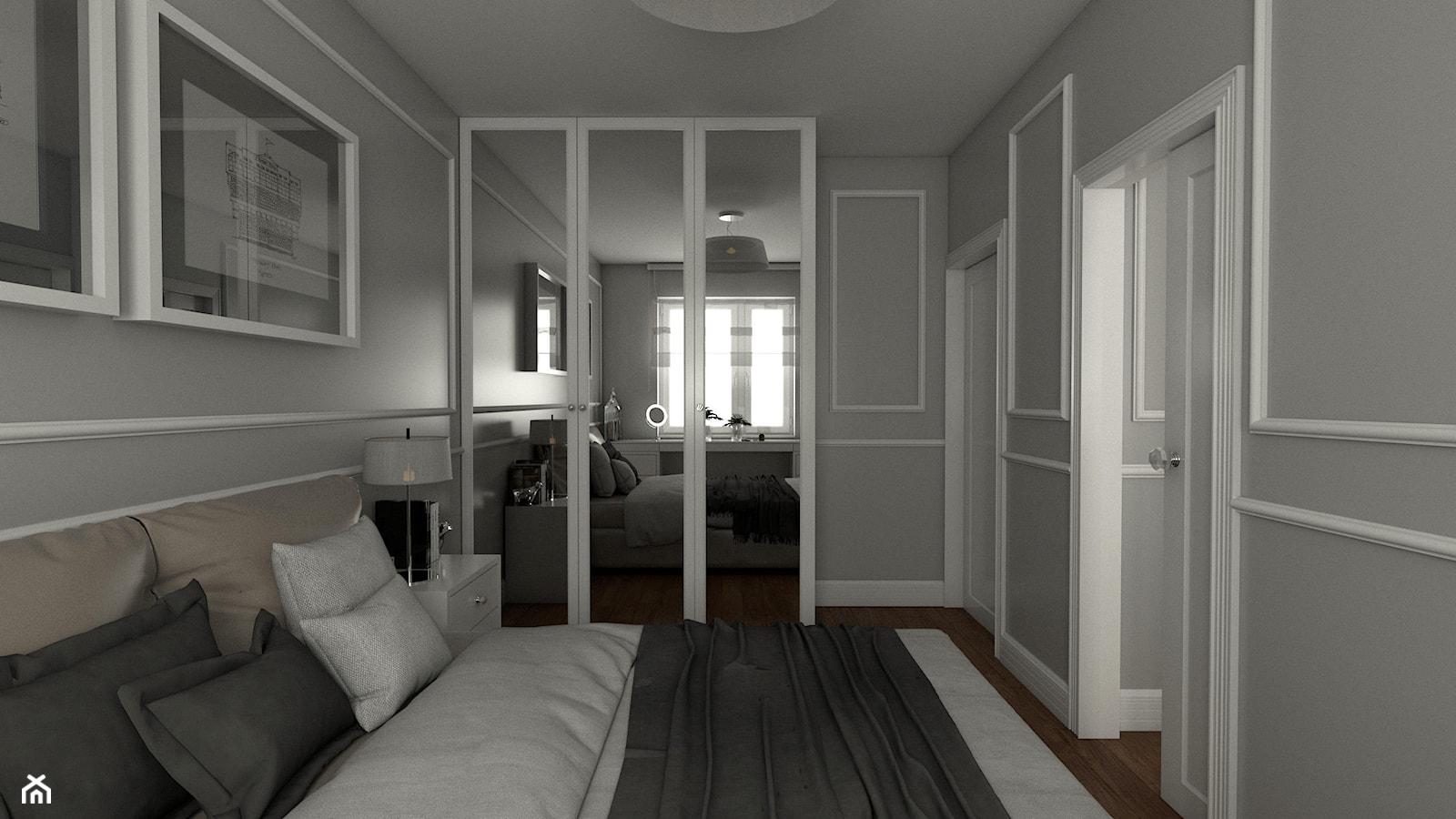 Stylowe wnętrza - Duża biała szara sypialnia, styl tradycyjny - zdjęcie od EMC&partners - Homebook