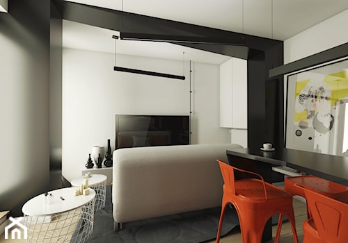 Mieszkanie na wynajem - Średni biały czarny salon z jadalnią, styl tradycyjny - zdjęcie od EMC&partners