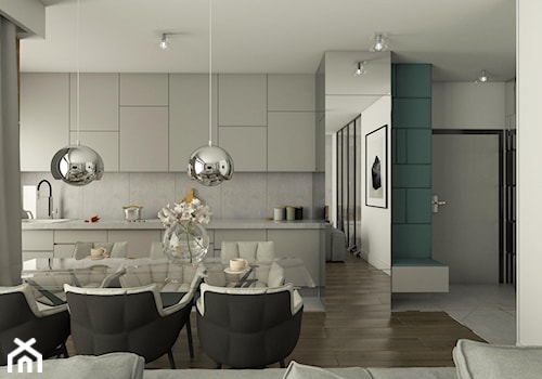 Luksusowe wnętrza - Średni biały salon z kuchnią z jadalnią, styl tradycyjny - zdjęcie od EMC&partners