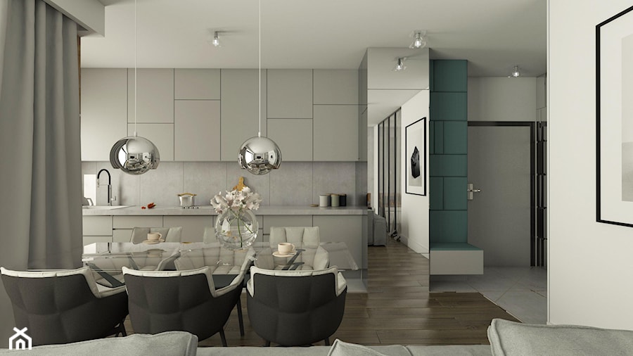 Luksusowe wnętrza - Średni biały salon z kuchnią z jadalnią, styl tradycyjny - zdjęcie od EMC&partners