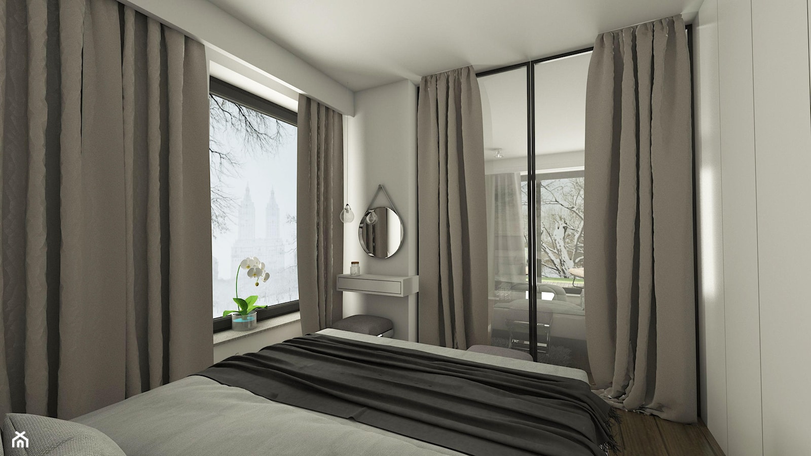Luksusowe wnętrza - Duża beżowa sypialnia z balkonem / tarasem, styl tradycyjny - zdjęcie od EMC&partners - Homebook