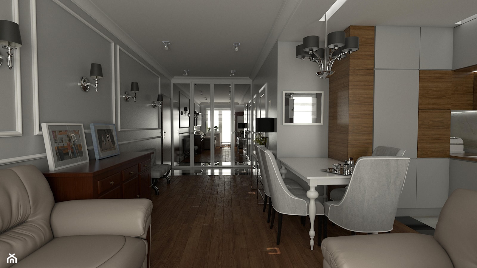 Stylowe wnętrza - Średni biały salon z jadalnią, styl tradycyjny - zdjęcie od EMC&partners - Homebook