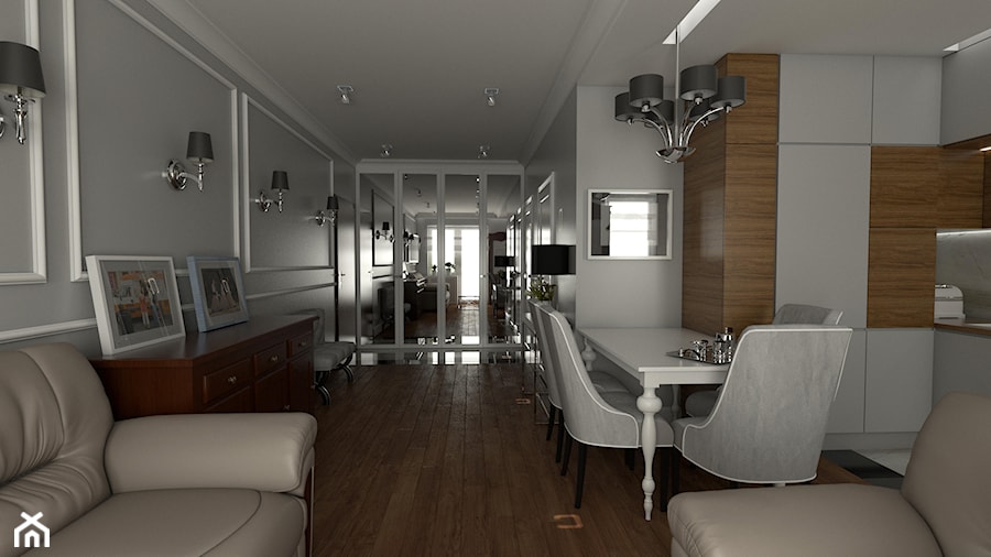 Stylowe wnętrza - Średni biały salon z jadalnią, styl tradycyjny - zdjęcie od EMC&partners
