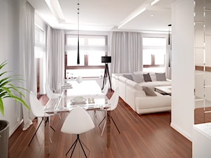 Stonowana elegancja - Średnia biała jadalnia w salonie, styl nowoczesny - zdjęcie od HOME & STYLE Katarzyna Rohde