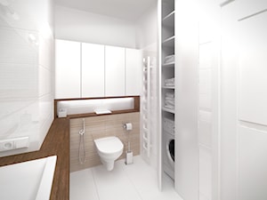 Stonowana elegancja - Średnia bez okna z pralką / suszarką łazienka, styl minimalistyczny - zdjęcie od HOME & STYLE Katarzyna Rohde