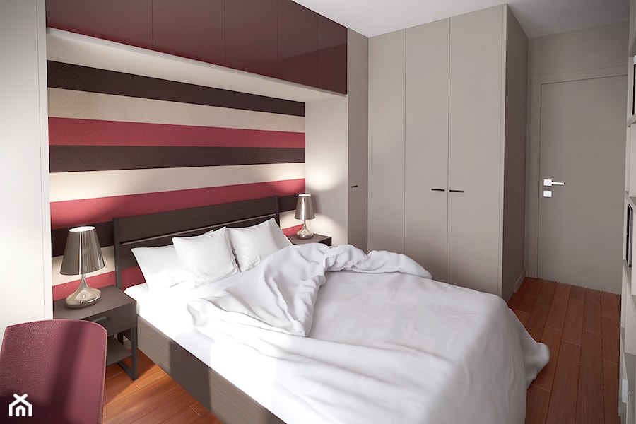 W kolorze czerwonego wina - Mała sypialnia, styl nowoczesny - zdjęcie od HOME & STYLE Katarzyna Rohde