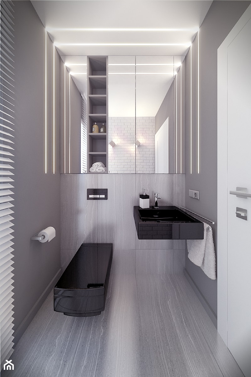 Dom pod Warszawą - Mała z marmurową podłogą łazienka, styl nowoczesny - zdjęcie od HOME & STYLE Katarzyna Rohde