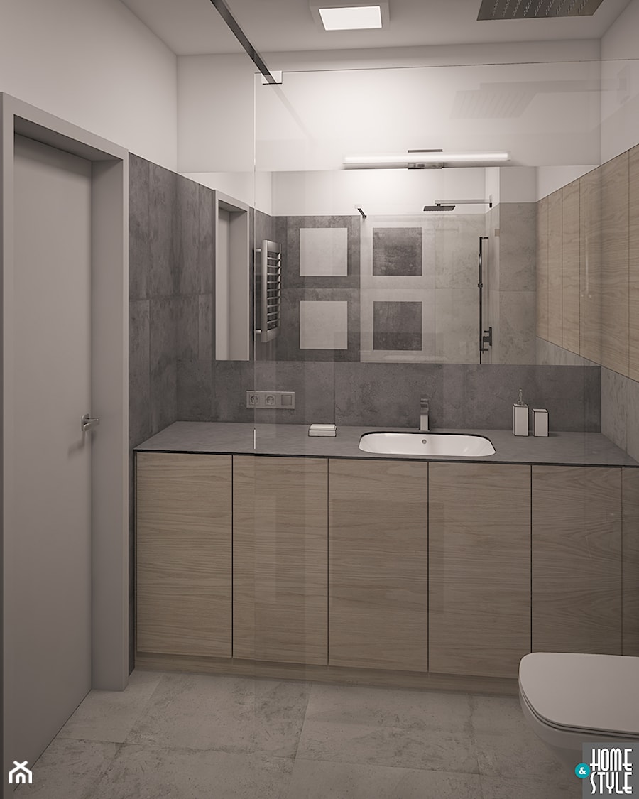 Kolarsko w szarościach i betonach - Mała bez okna łazienka, styl minimalistyczny - zdjęcie od HOME & STYLE Katarzyna Rohde