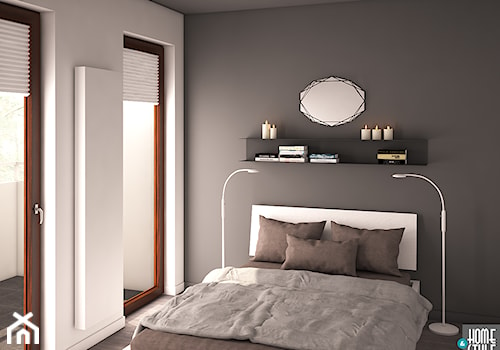 Kolarsko w szarościach i betonach - Średnia czarna sypialnia z balkonem / tarasem, styl minimalistyczny - zdjęcie od HOME & STYLE Katarzyna Rohde