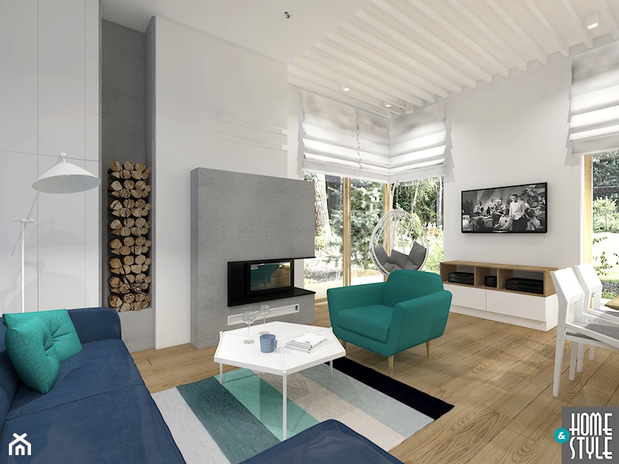 Apartament z kominkiem - Salon, styl nowoczesny - zdjęcie od HOME & STYLE Katarzyna Rohde