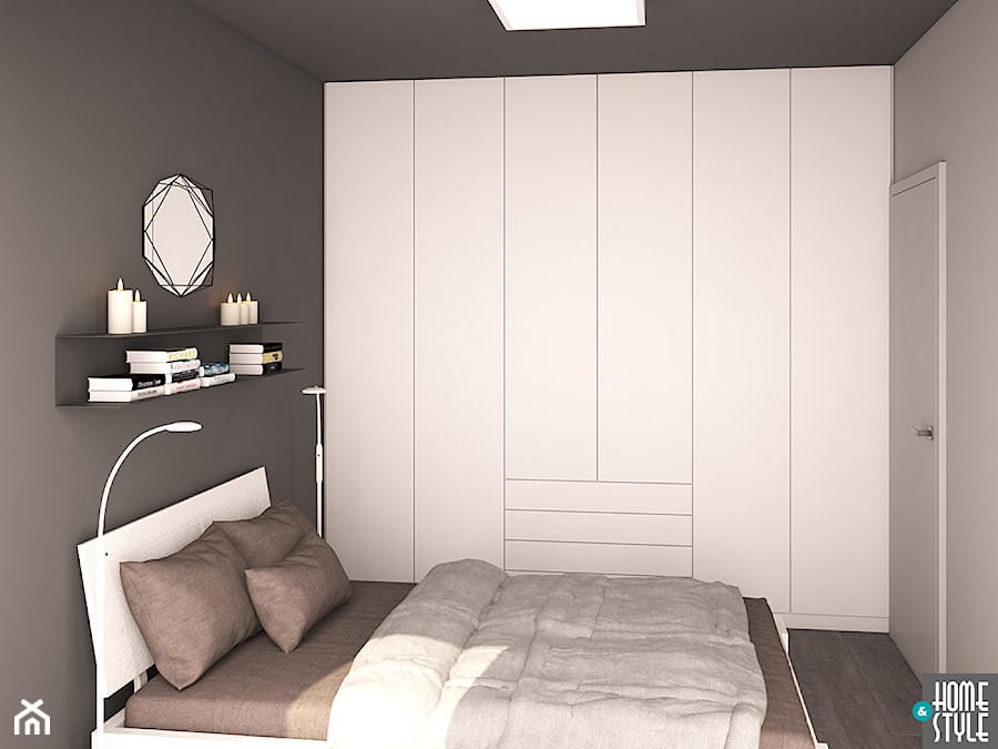 Kolarsko w szarościach i betonach - Mała biała szara sypialnia, styl minimalistyczny - zdjęcie od HOME & STYLE Katarzyna Rohde