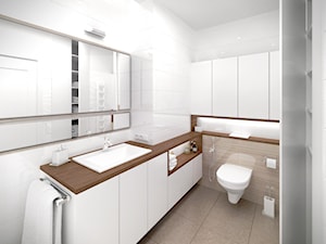 Stonowana elegancja - Mała bez okna z lustrem łazienka, styl minimalistyczny - zdjęcie od HOME & STYLE Katarzyna Rohde