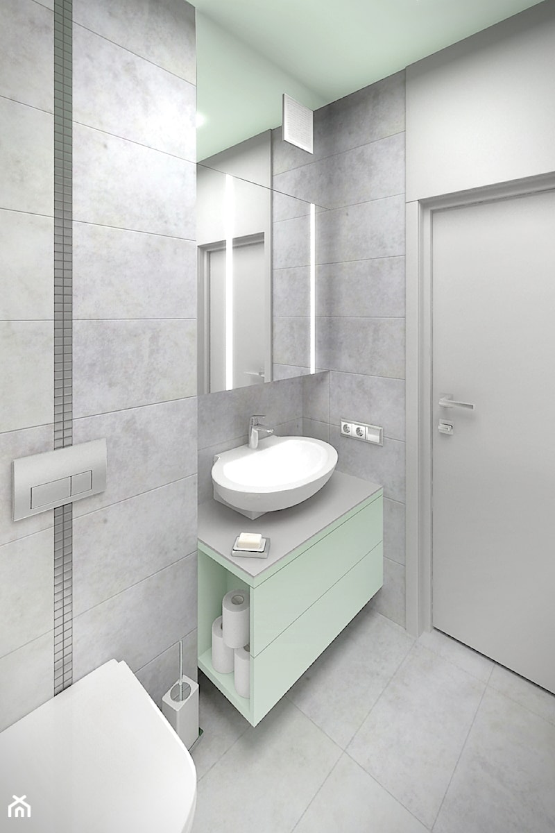 Mięta czy pistacja? - Mała z punktowym oświetleniem łazienka, styl minimalistyczny - zdjęcie od HOME & STYLE Katarzyna Rohde