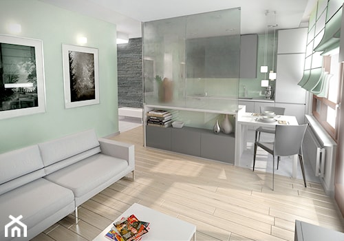 Mięta czy pistacja? - Średnia otwarta kuchnia z oknem, styl minimalistyczny - zdjęcie od HOME & STYLE Katarzyna Rohde