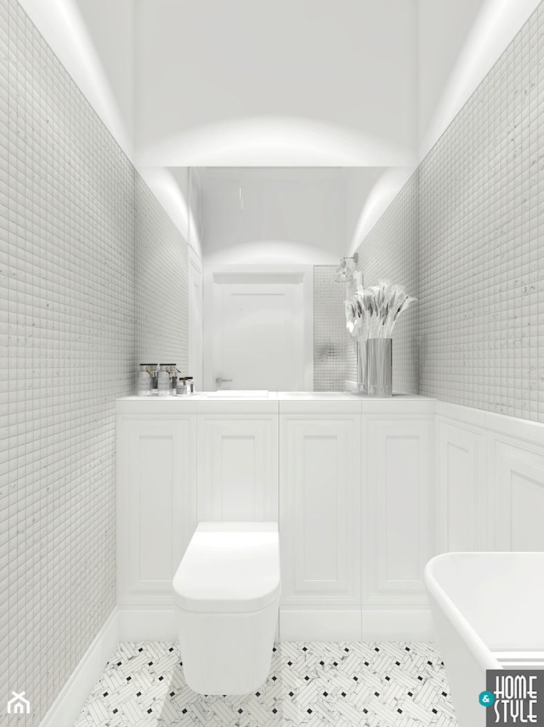 Dom w stylu nowoczesnej klasyki - Mała z lustrem z punktowym oświetleniem łazienka, styl tradycyjny - zdjęcie od HOME & STYLE Katarzyna Rohde - Homebook