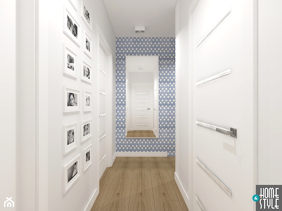 Apartament z kominkiem - Średni niebieski szary hol / przedpokój, styl nowoczesny - zdjęcie od HOME & STYLE Katarzyna Rohde