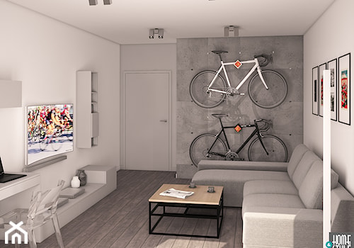 Kolarsko w szarościach i betonach - Mały biały szary salon, styl minimalistyczny - zdjęcie od HOME & STYLE Katarzyna Rohde