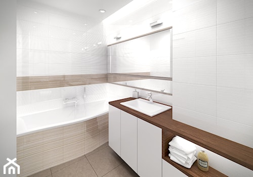 Stonowana elegancja - Średnia bez okna łazienka, styl minimalistyczny - zdjęcie od HOME & STYLE Katarzyna Rohde