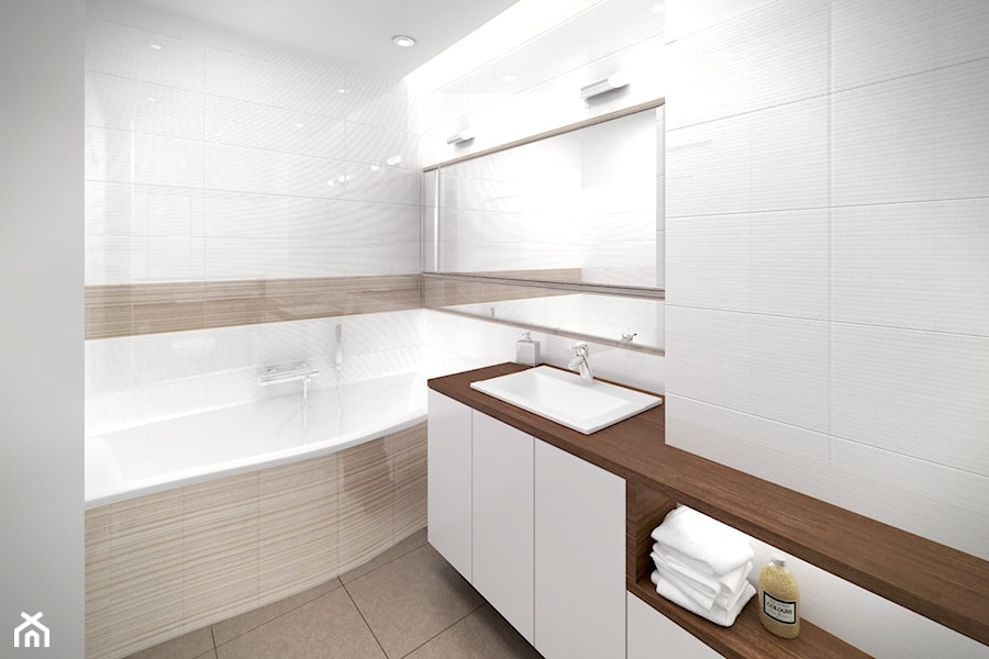Stonowana elegancja - Średnia bez okna łazienka, styl minimalistyczny - zdjęcie od HOME & STYLE Katarzyna Rohde