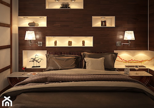 Przytulna sypialnia w drewnie - zdjęcie od SyntErr Design