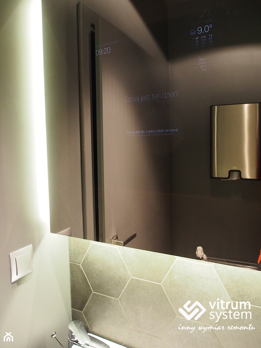 kawiarnia - Mała na poddaszu bez okna z lustrem łazienka, styl industrialny - zdjęcie od Vitrum System