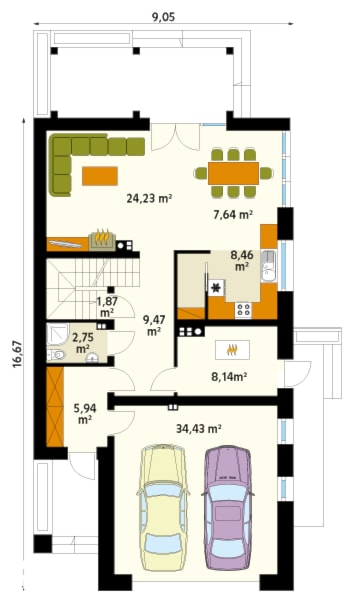 Amarylis 5 - rzut parteru - zdjęcie od DOMY w Stylu Projekty domów - Homebook