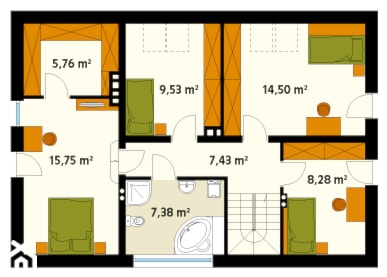 Projekt domu Calineczka 3 - rzut poddasza - zdjęcie od DOMY w Stylu Projekty domów