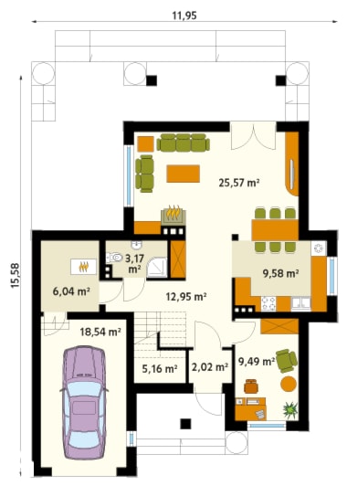 Projekt domu Cyprys - rzut parteru - zdjęcie od DOMY w Stylu Projekty domów - Homebook