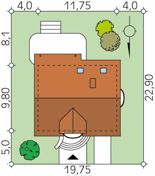 Chaber 3 - usytuowanie na działce - zdjęcie od DOMY w Stylu Projekty domów - Homebook