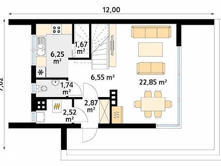 Aranżacje wnętrz - Domy: Projekt domu Malutki - rzut parteru - DOMY w Stylu Projekty domów. Przeglądaj, dodawaj i zapisuj najlepsze zdjęcia, pomysły i inspiracje designerskie. W bazie mamy już prawie milion fotografii!