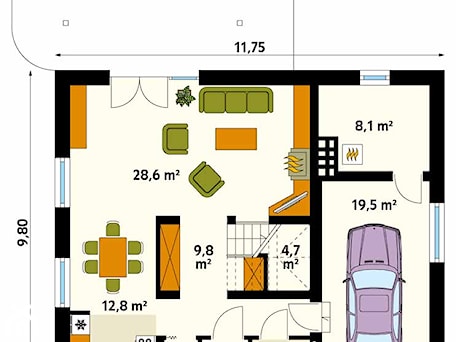 Aranżacje wnętrz - Domy: Chaber 3 - rzut parteru - DOMY w Stylu Projekty domów. Przeglądaj, dodawaj i zapisuj najlepsze zdjęcia, pomysły i inspiracje designerskie. W bazie mamy już prawie milion fotografii!