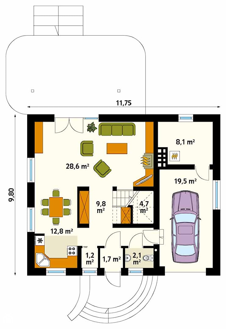 Chaber 3 - rzut parteru - zdjęcie od DOMY w Stylu Projekty domów - Homebook