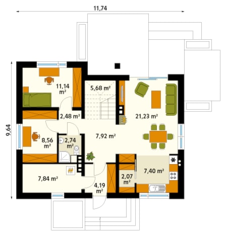 Projekt domu Ibis - rzut parteru - zdjęcie od DOMY w Stylu Projekty domów