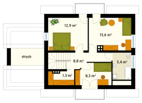 Azalia 4 - rzut poddasza - zdjęcie od DOMY w Stylu Projekty domów - Homebook