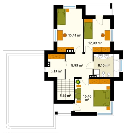 Projekt domu Cyprys 2 - rzut piętra - zdjęcie od DOMY w Stylu Projekty domów - Homebook